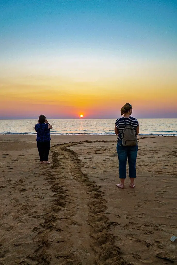 Sunset with Turtle Tracks